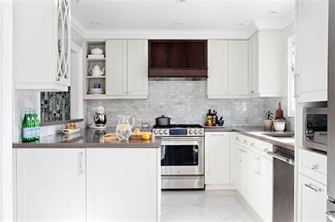 Kitchen peninsula cabinets custom kitchen cabinets mid continent. Small KItchen with White Upper cabinets and Gray Lower ...