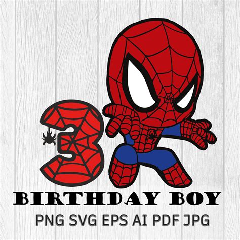 Spiderman 3rd Birthday Digital file svg PNG happy birthday | Etsy