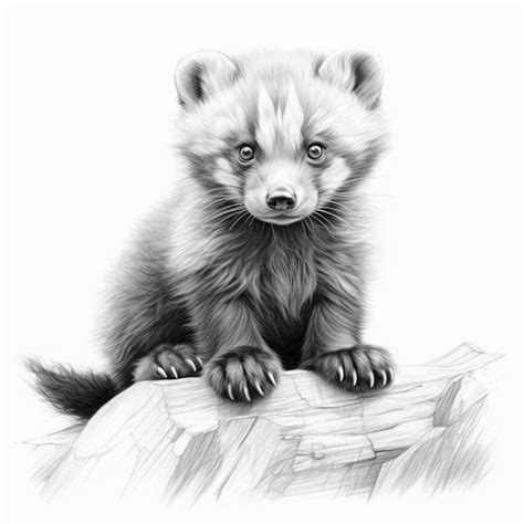 Premium Ai Image Pencil Sketch Cute Wolverine Animal Drawing Image