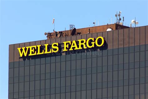 Wells Fargo Bank Exterior Sign And Trademark Logo Editorial Stock Image