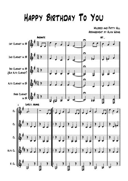 Happy Birthday To You Clarinet Quartet Sheet Music Pdf Download