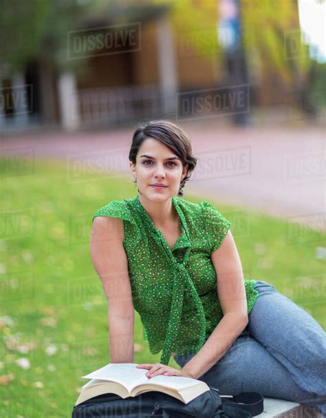 Mixed Race Student Studying On Campus Stock Photo Dissolve
