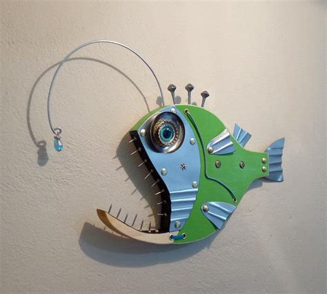 Angler Fish Sculpture W 14 In X H 9 In Fish Art Steampunk Fish Etsy