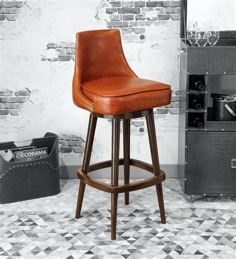 Buy Harrison Bar Stool In Brown Leather By Three Sixty Online