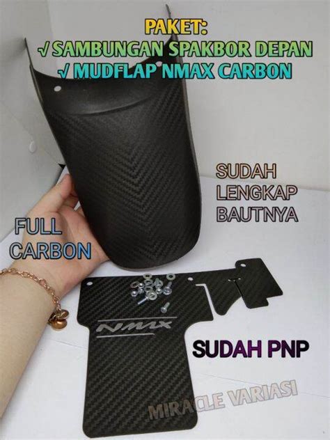 Paket Sambungan Spakbor Depan Nmax Plus Mudflap Nmax New Set Carbon Free Baut Lengkap Kualitas