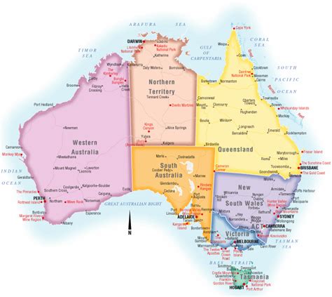 Carte De Australie Departement Région Carte Du Monde Departement