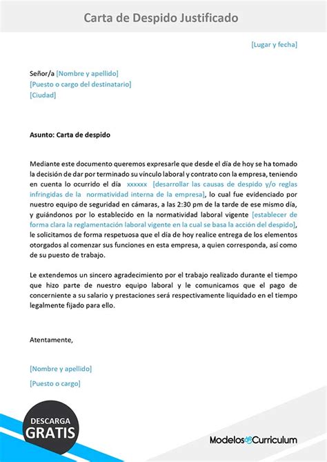 Ejemplo De Carta De Despido Justificado En Mexico Soalan Ak Images