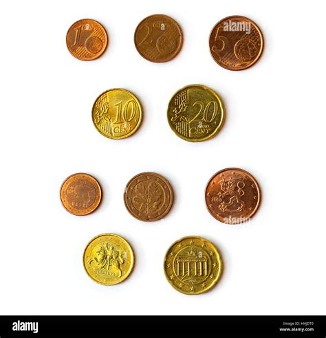 Euro Cent Coins Set Of Coins Denominations 1 2 5 10 20 Euro Cent