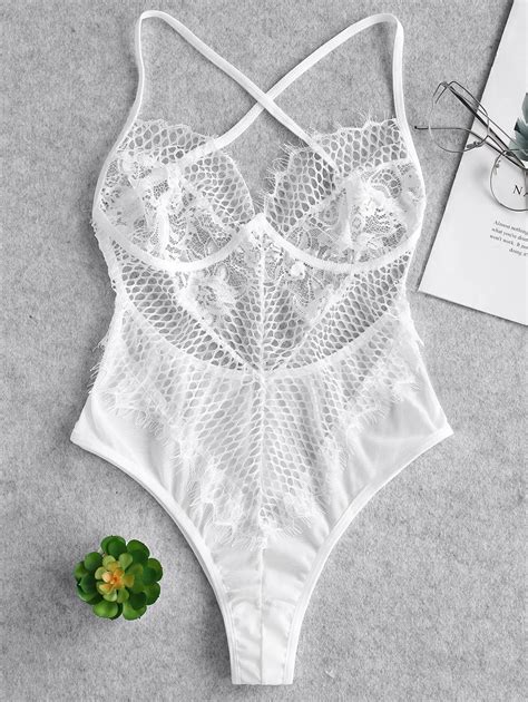 Wipalo Women Lace Sexy Bodysuits Sleeveless Backless Criss Cross Hollow Out Sexy Rompers Casual