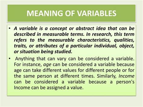Types Of Variables In Research Ppt
