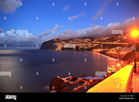 Sunset Over Madeira Island Funchal Madeira Island Portugal Stock
