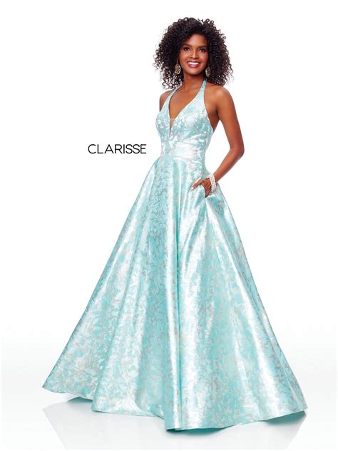 Clarisse Dress 3767 Brocade Halter Ball Gown Prom 2019