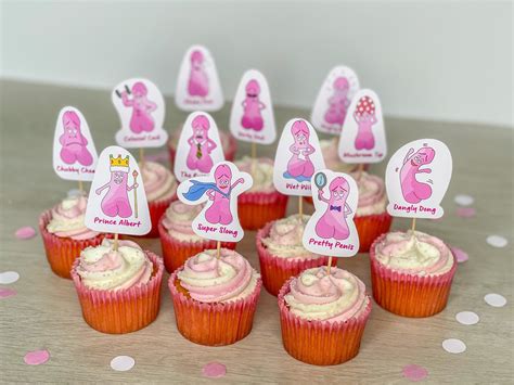 Penis Party Cake Toppers 12 Pack Funny Adult Rude Cupcake Etsy