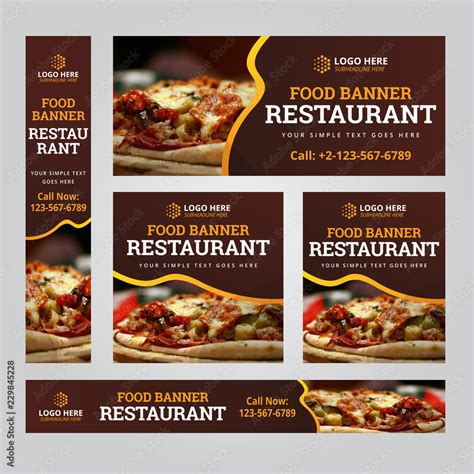 Food Restaurant Banner Set Design Vector Art Template Vector De Stock