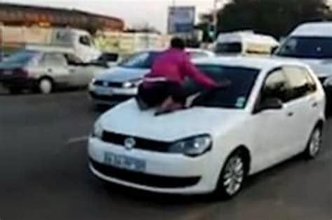 Scorned Woman Clings To Windscreen Of Cheating Husband S Car