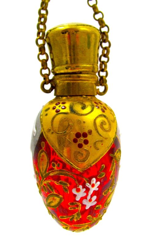 Antique Moser Cranberry Glass Egg Shaped Perfume Bottle