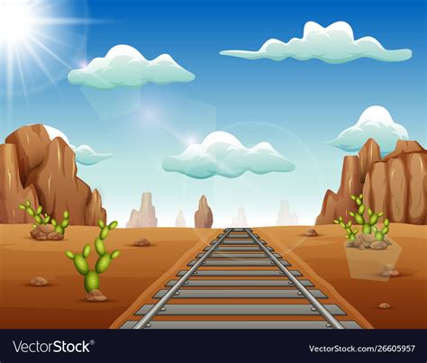 Train Track Cartoon Images Nature Scene Landscape With City Train