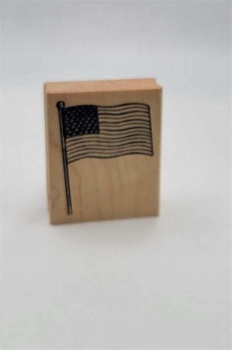 United States Of America Flag On Flagpole Rubber Stamp Usa American