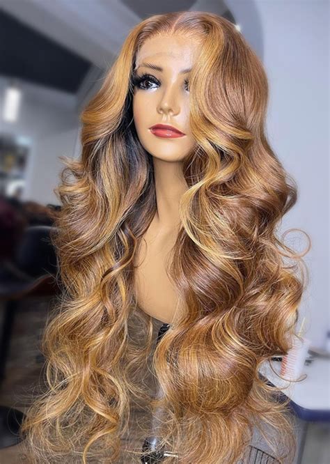 Honey Blonde Body Wave Lace Front Wigs Pre Plucked 13x4 Lace Frontal Wigs Highlight Wigs Human