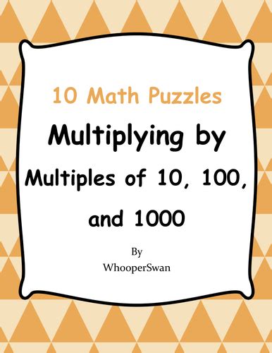 Multiplying By Multiples Of 10 100 And 1000 Puzzles