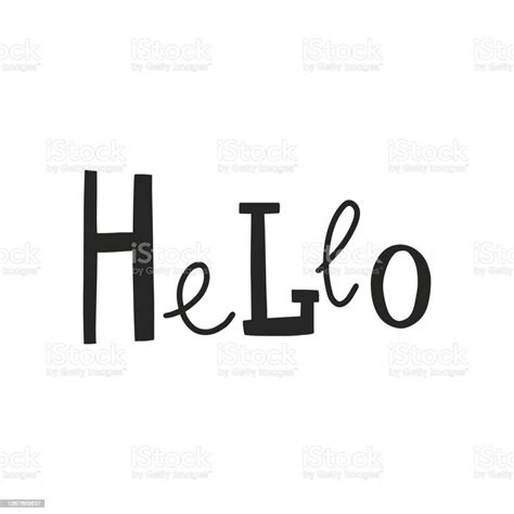 Vector Cute Hand Lettering Hello Text Card Stock Illustration