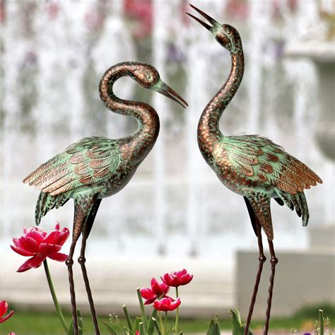Buy Garden Crane Statues Blue Heron Sculptures For Outdoor Cranes