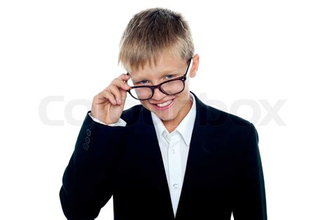 Junge Unternehmen Junge Blick Durch Seine Brille Stock Bild Colourbox