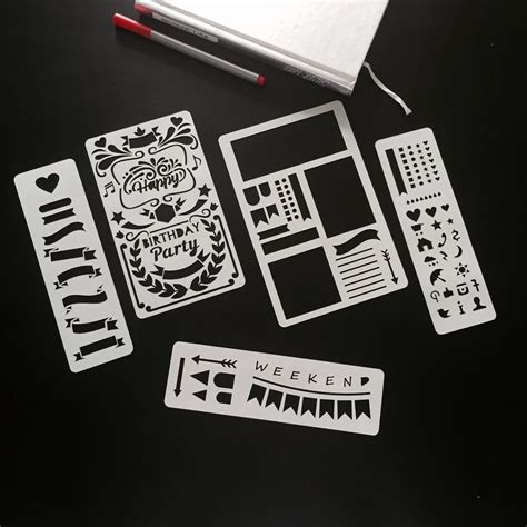 Set Of 5 Stencils Bullet Journal Stencil Planner Stencil Etsy