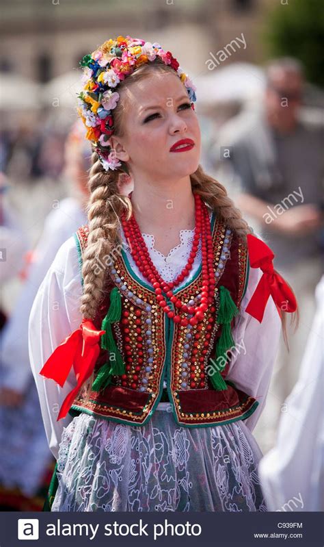 Stock Photo Poland Cracow Polish Girl In Traditional Dress