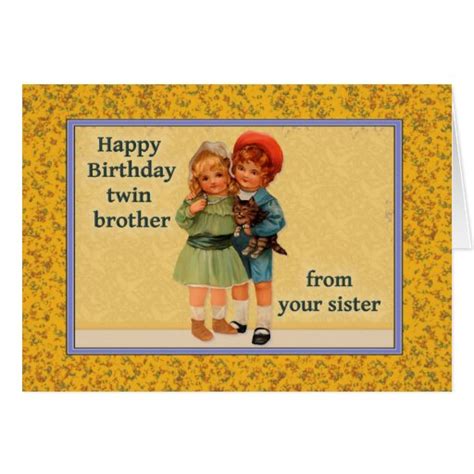 Happy Birthday To Twin Brother From Twin Sister Card Zazzle