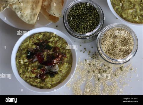 Proso Millet Kichadi Shot Along With Proso Millet Grains And Green Mung
