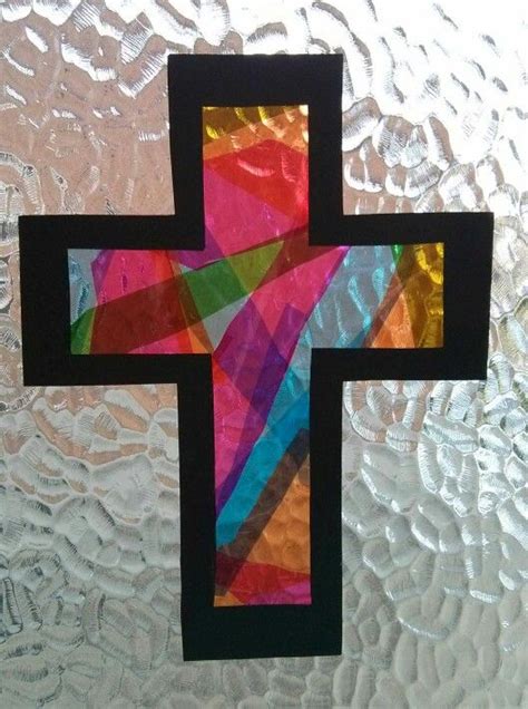 Stained Glass Cross Using Cellophane Used At Mega Makers Holiday Club