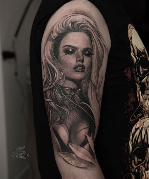 Pin Up Girl Tattoo Girl Face Tattoo Girl Arm Tattoos Face Tattoos Black Ink Tattoos Body
