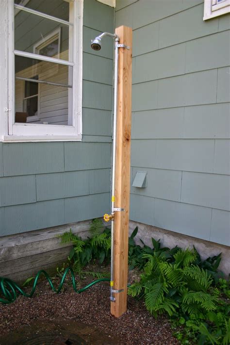 DIY Outdoor Shower Attached To A Hose Backyard Projects Outdoor Projects Backyard Ideas Pool