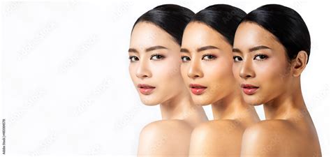 Closeup Portrait Of Beauty Asian Woman With Fair Perfect Healthy Glow