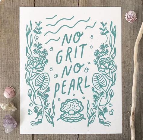 No Grit No Pearl 8 X 10 Sea Botanical Pearl Archival Print On Image 0