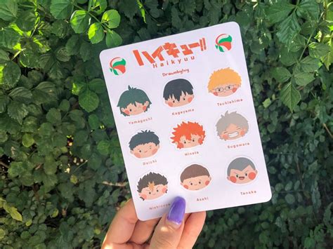 Haikyuu Karasuno Sticker Sheet Anime Stickers Cute Etsy