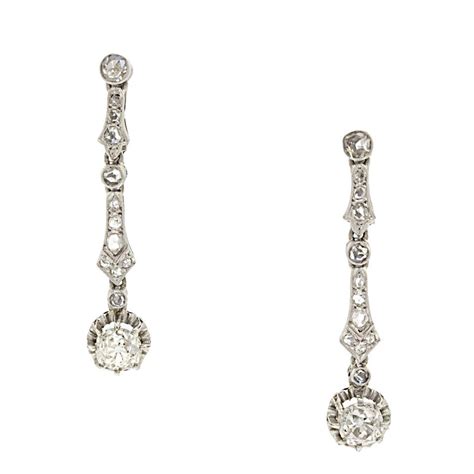 Antique Diamond Platinum Dangle Earrings Gorgeous