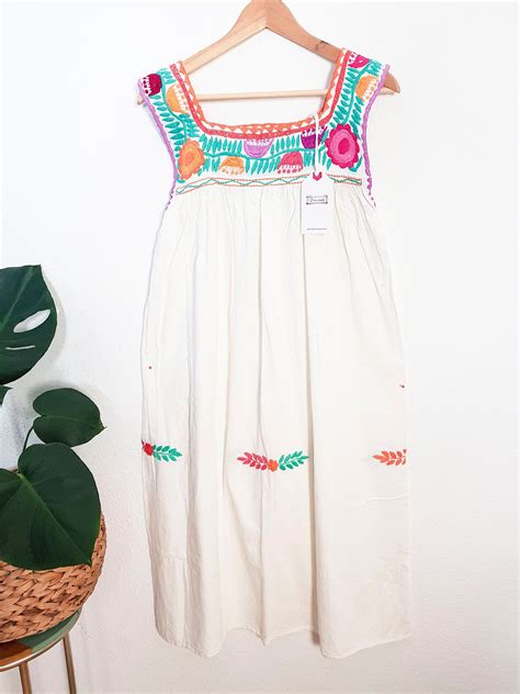 M Hand Embroidered Listones Dress Mexican Etsy Chiapas Dress Mexican Dresses Dresses