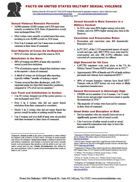 military sexual assault fact sheet protect our defenders