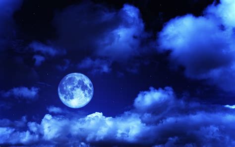Fonds Décran Lune Ciel Nuages Bleu Nuit 3840x2160 Uhd 4k Image