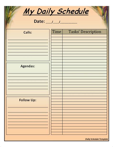 Sample Printable Daily Schedule Template 17 Free Documents In Pdf