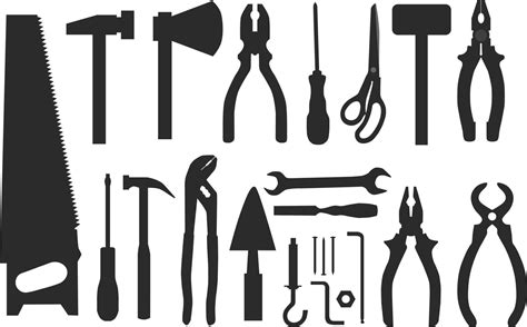 Tool Silhouettes Set 11816386 Vector Art At Vecteezy