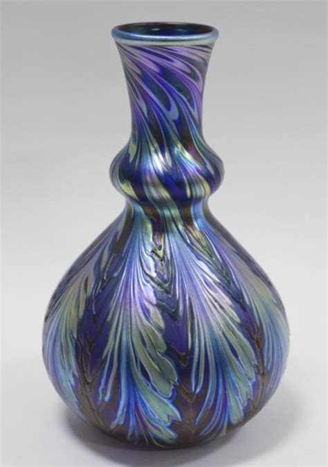 Sold Price 1987 Charles Lotton Iridescent Fern Art Glass Vas January 6 0122 10 00 Am Cst