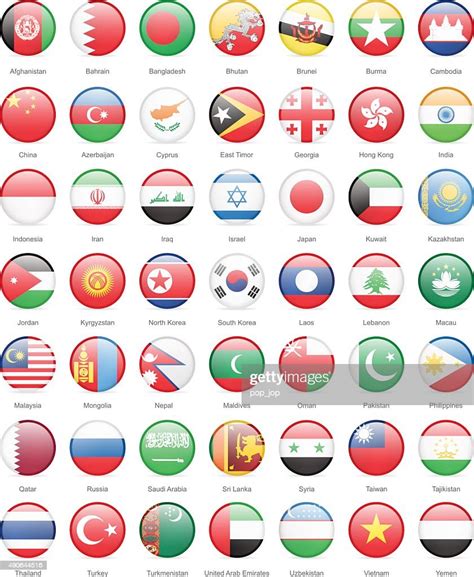 Asia Round Flags Illustration High Res Vector Graphic Getty Images