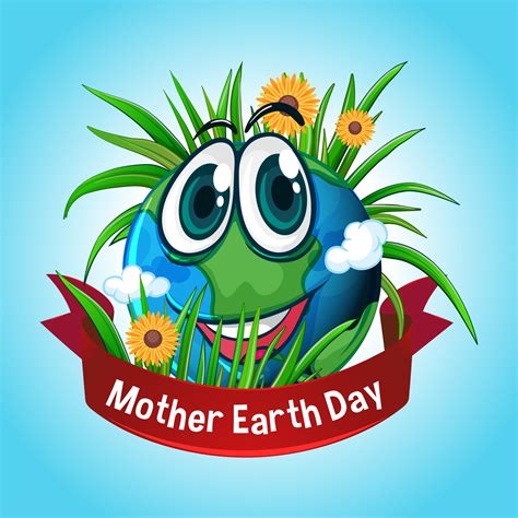 Poster For Mother Earth Day With Earth Globe Smiling 1110361 Vector Art