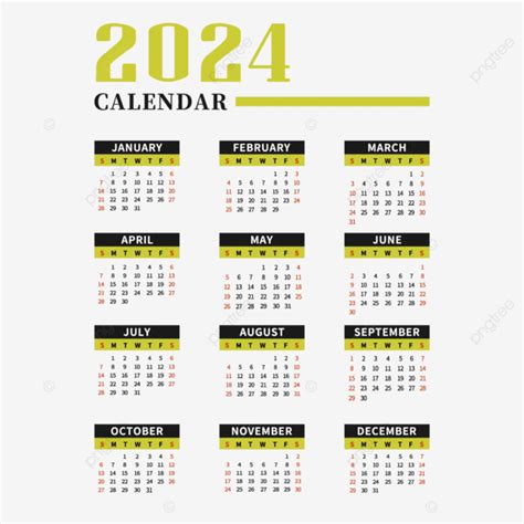 Kalender 2024 Kalender Meja Gaya Hijau Sederhana Vektor 2024 Kalender