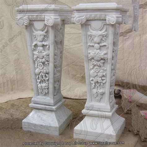 China White Marble Sculpture Base Column Tamc 021 Manufacturer And