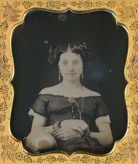 Antique Daguerreotype Of Smiling Light Eyed Young Woman With Beautiful