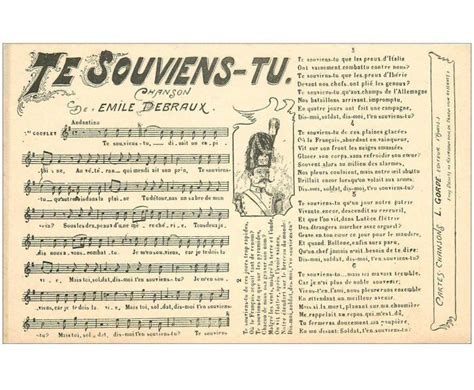 Carte Postale Ancienne Partition Paroles Et Musiques Te Souviens Tu Par Debraux Cartes